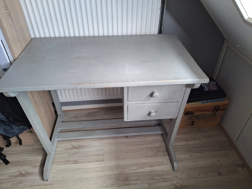 Gratis houten bureau met 2 laden, Overige typen, Gebruikt, Grijs, 60 cm