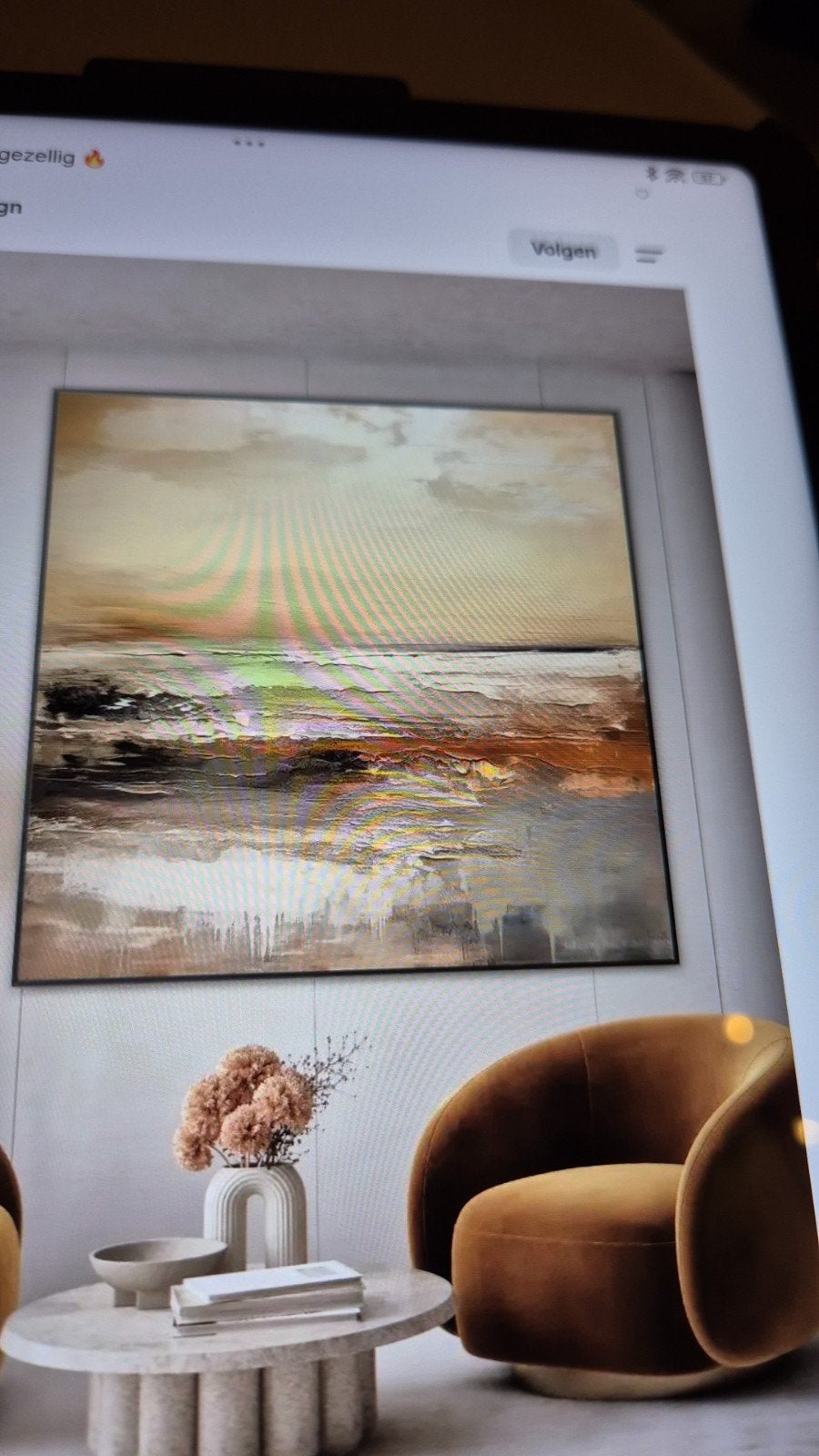 Nieuw Schilderij 110x110 met Zwarte Lijst - Verkeerde Kleur, Ophalen, Nieuw, Schilderij, 100 tot 125 cm
