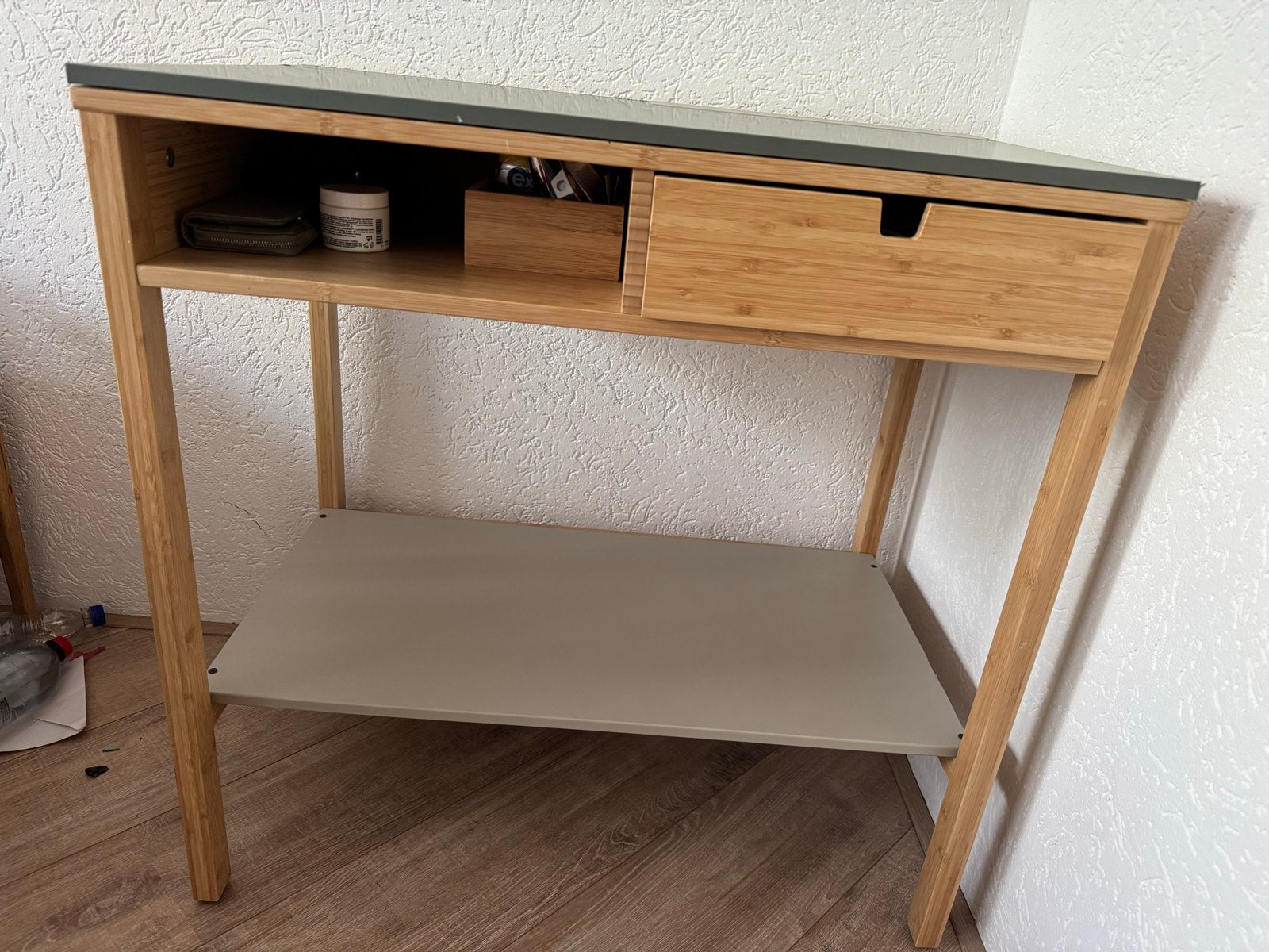 make-up tafel NORDKISA bamboe met lade en plank, Ophalen, Zo goed als nieuw, Overige merken, Grijs