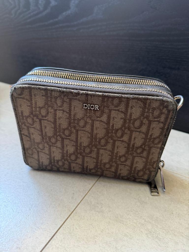 Zwarte Dior Oblique-jacquard crossbody origineel, Ophalen of Verzenden, Gebruikt, Zwart, Overige merken