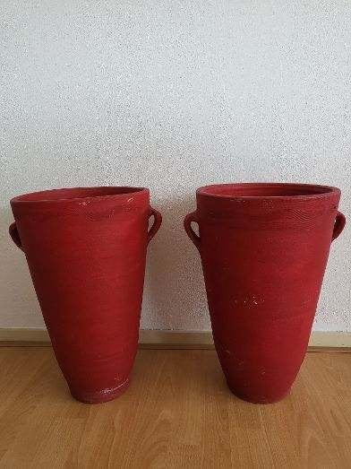 Set van 2 rode vazen / kruiken / potten, Ophalen, Gebruikt, Met handvat, 50 cm