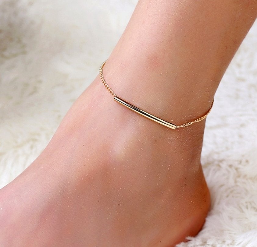 Dames goud verguld enkelbandje, Sieraden, Tassen en Uiterlijk, Enkelbandjes en Enkelkettinkjes, Ophalen of Verzenden, Nieuw, Overige materialen
