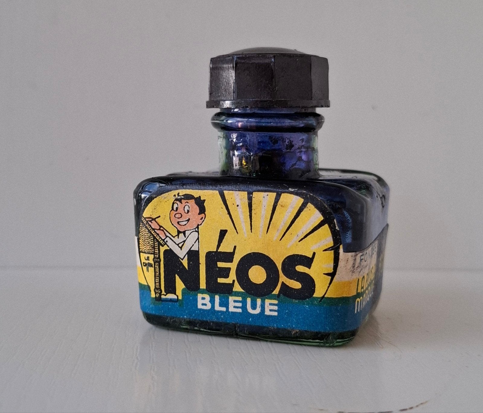 Vintage L'Éos Bleue inktpotje - Blauwe inkt, Ophalen of Verzenden
