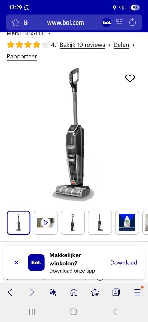 Bissell CrossWave Cordless Max Stofzuiger en Dweil, Ophalen of Verzenden, Zo goed als nieuw, Reservoir, Minder dan 1200 watt