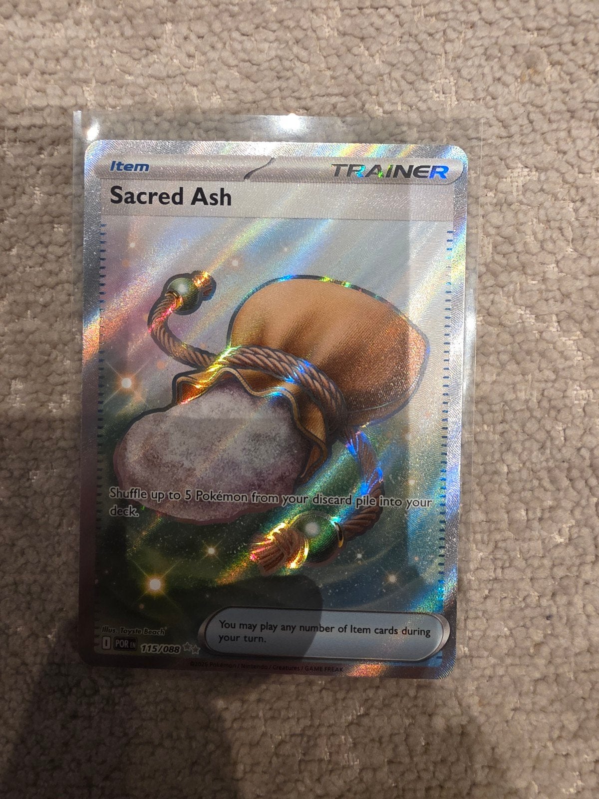 Sacred Ash Trainer Kaart - Pokémon TCG, Ophalen of Verzenden, Zo goed als nieuw, Losse kaart, Foil