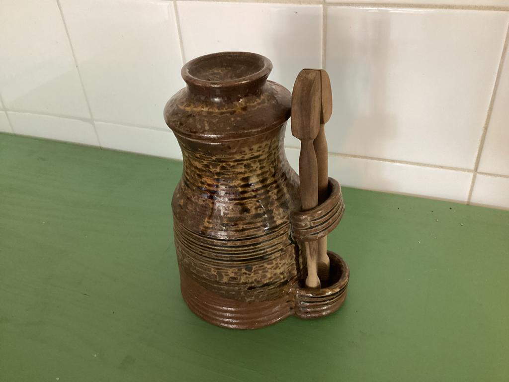 Retro Gres-Pot.voor tafelzuur.augurken,uitjes ,olijven enz., Antiek en Kunst, Ophalen of Verzenden