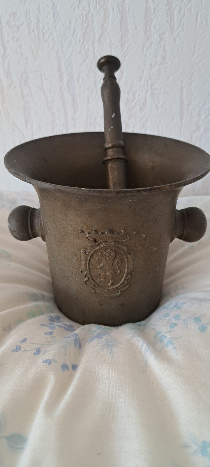 Antieke Bronzen Apothekers Vijzel met Stamper – Leeuwenwapen, Ophalen of Verzenden