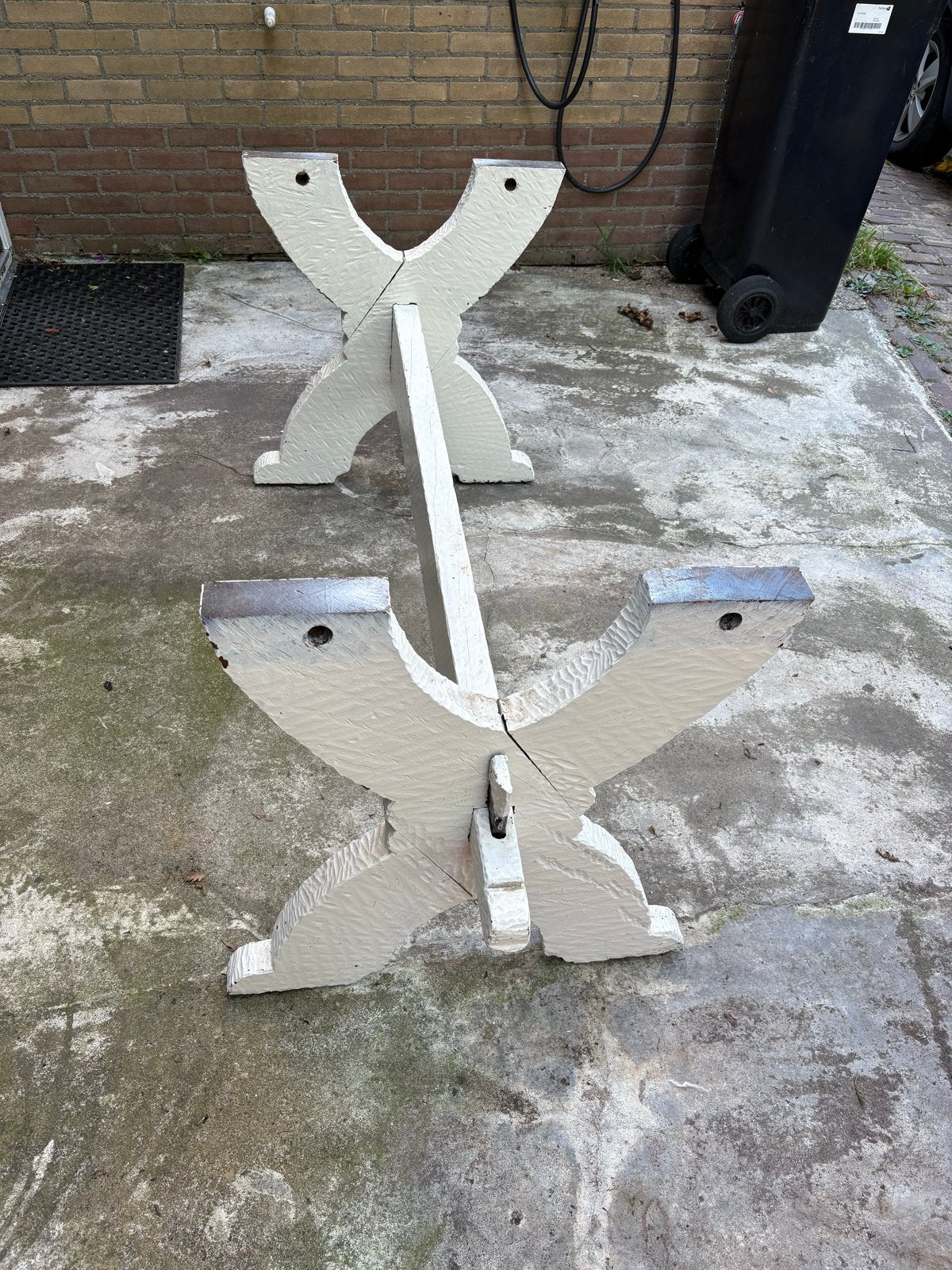 Robuuste witte tafelpoten, Huis en Inrichting, Ophalen, Tafelpoot, Minder dan 50 cm, Gebruikt