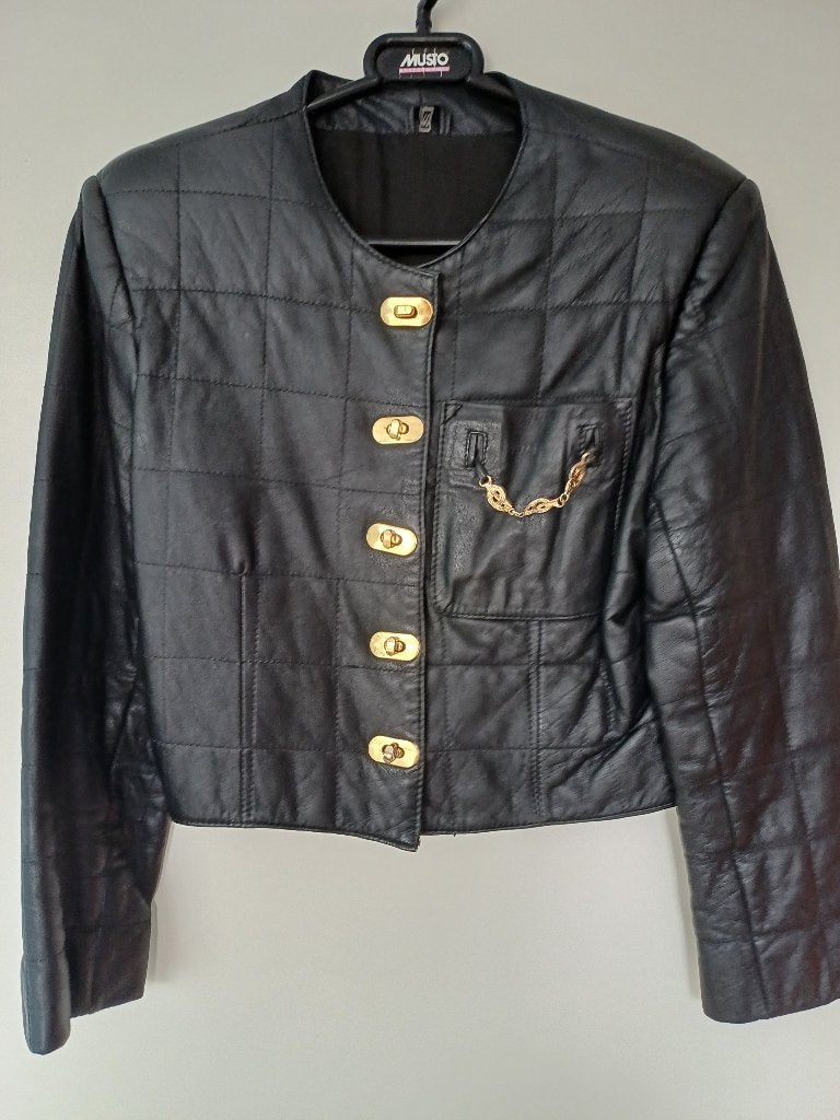 Jasje van zwart nappa leer, valt klein maat 36, Kleding | Dames, Jasjes, Kostuums en Pakken, Zwart, Onbekend., Ophalen of Verzenden