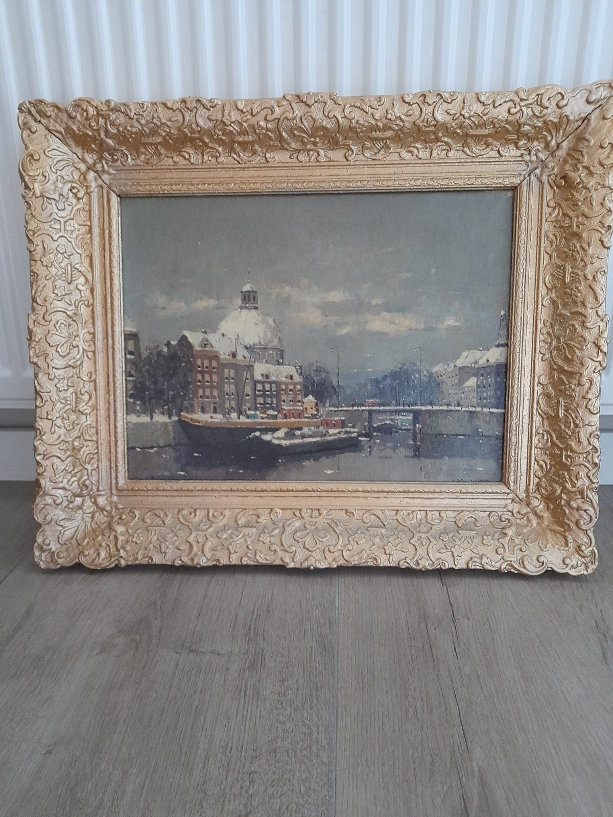 Schilderij N. Bruynesteyn - Amsterdams stadsgezicht, Ophalen