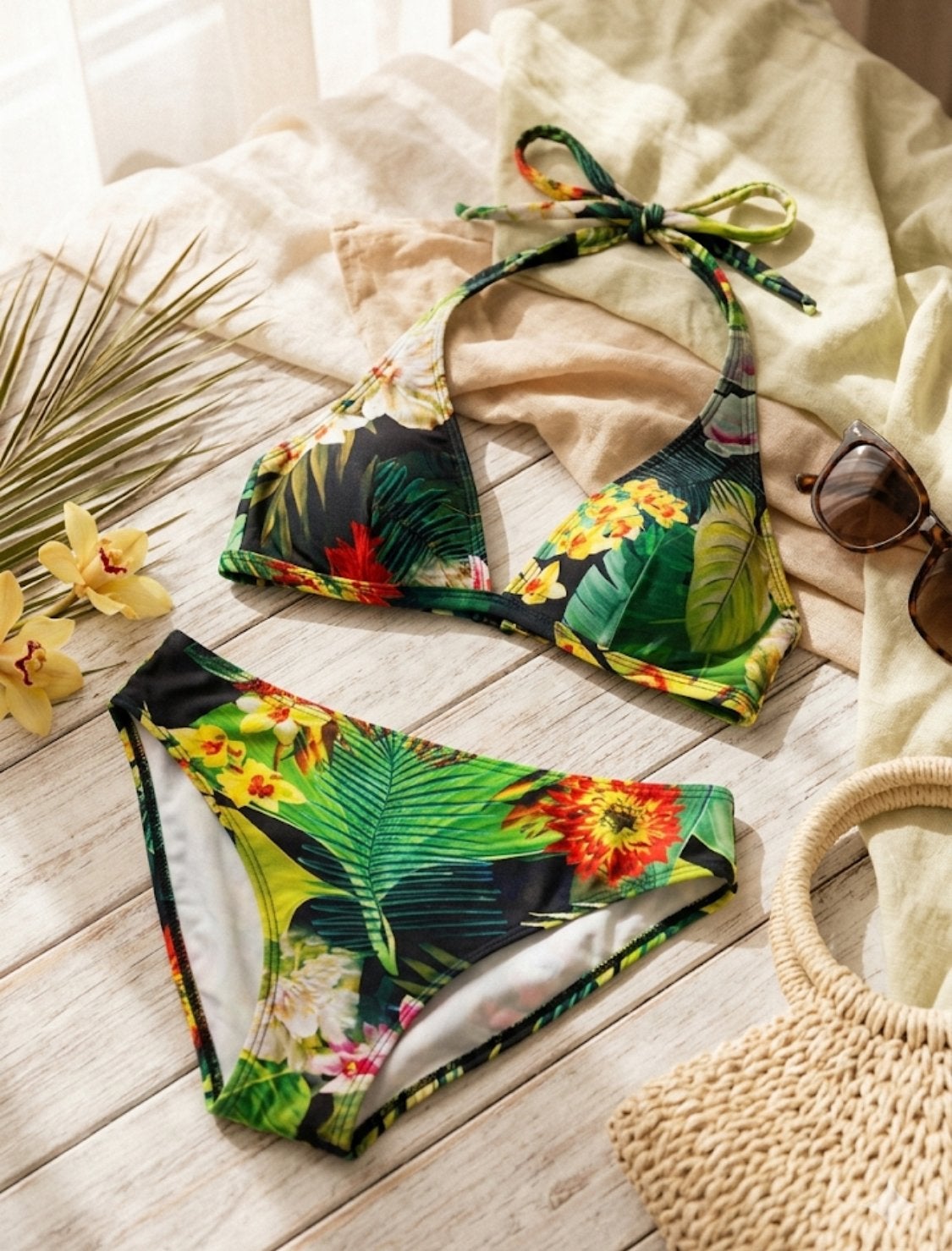 Nieuwe Bikini met Tropische Print - Maat 36, Ophalen of Verzenden, Nieuw, Groen, Bikini