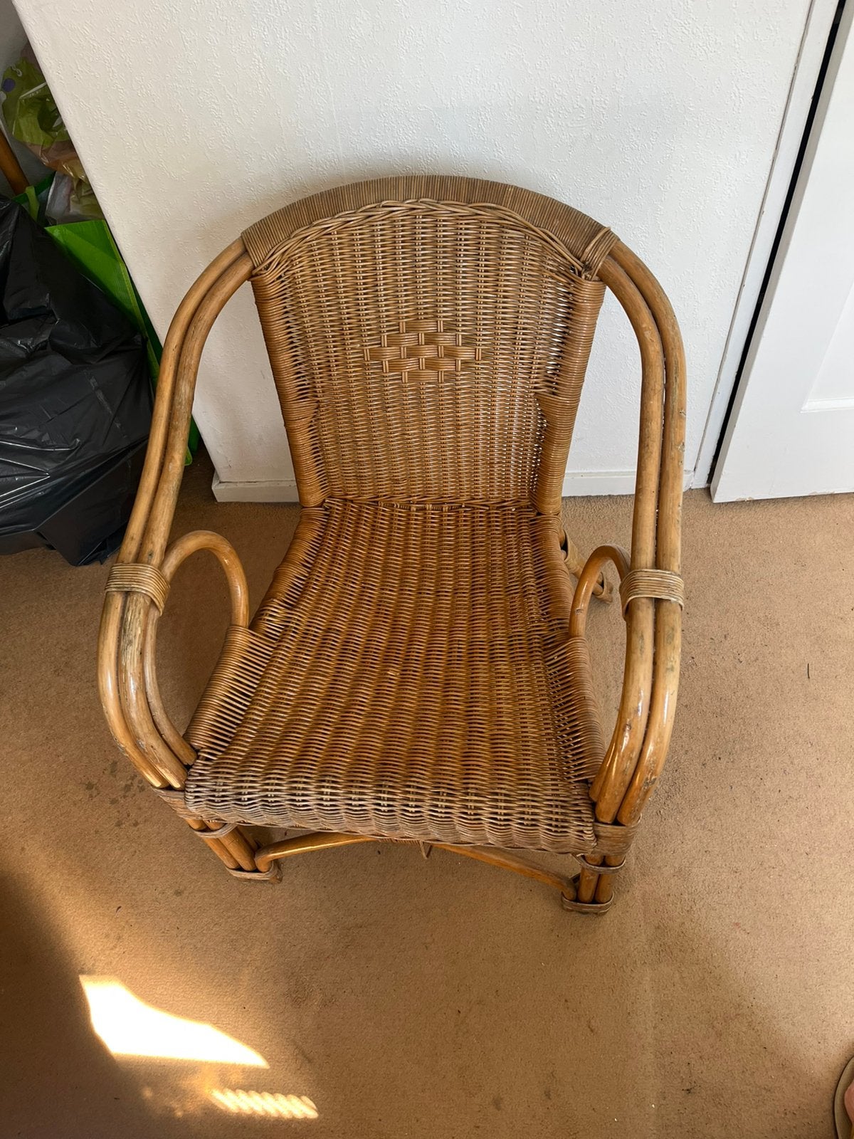 Rieten stoel gratis, Tuin en Terras, Ophalen, Gebruikt, Rotan