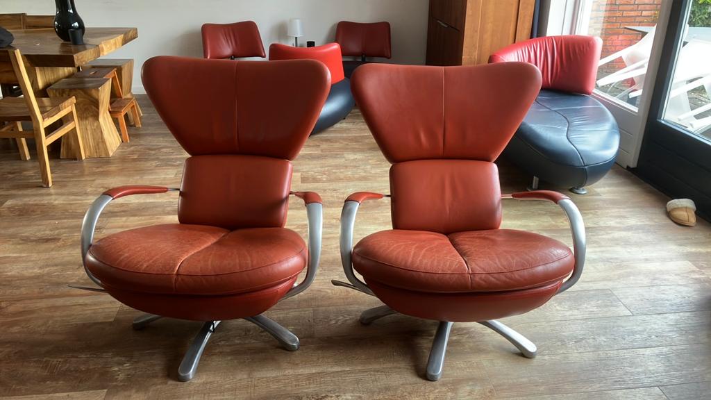2x Leolux formi rood terra, Huis en Inrichting, Ophalen, Gebruikt, Rood, Twee