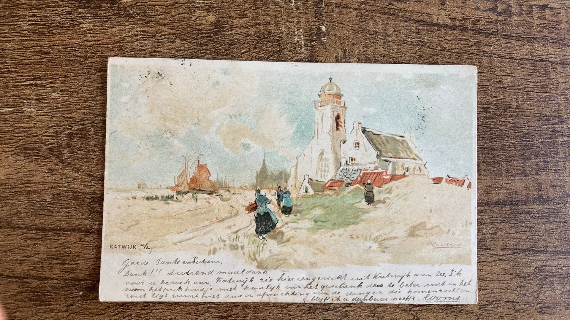 Oude ansichtkaart Katwijk aan Zee 1899, Verzamelen, Ansichtkaarten | Nederland, Ophalen of Verzenden, Voor 1920, Gelopen, Zuid-Holland
