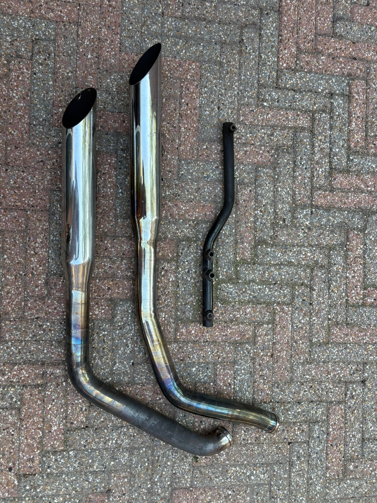 Harley Davidson evolution uitlaat set met ophangbeugel, Ophalen, Gebruikt