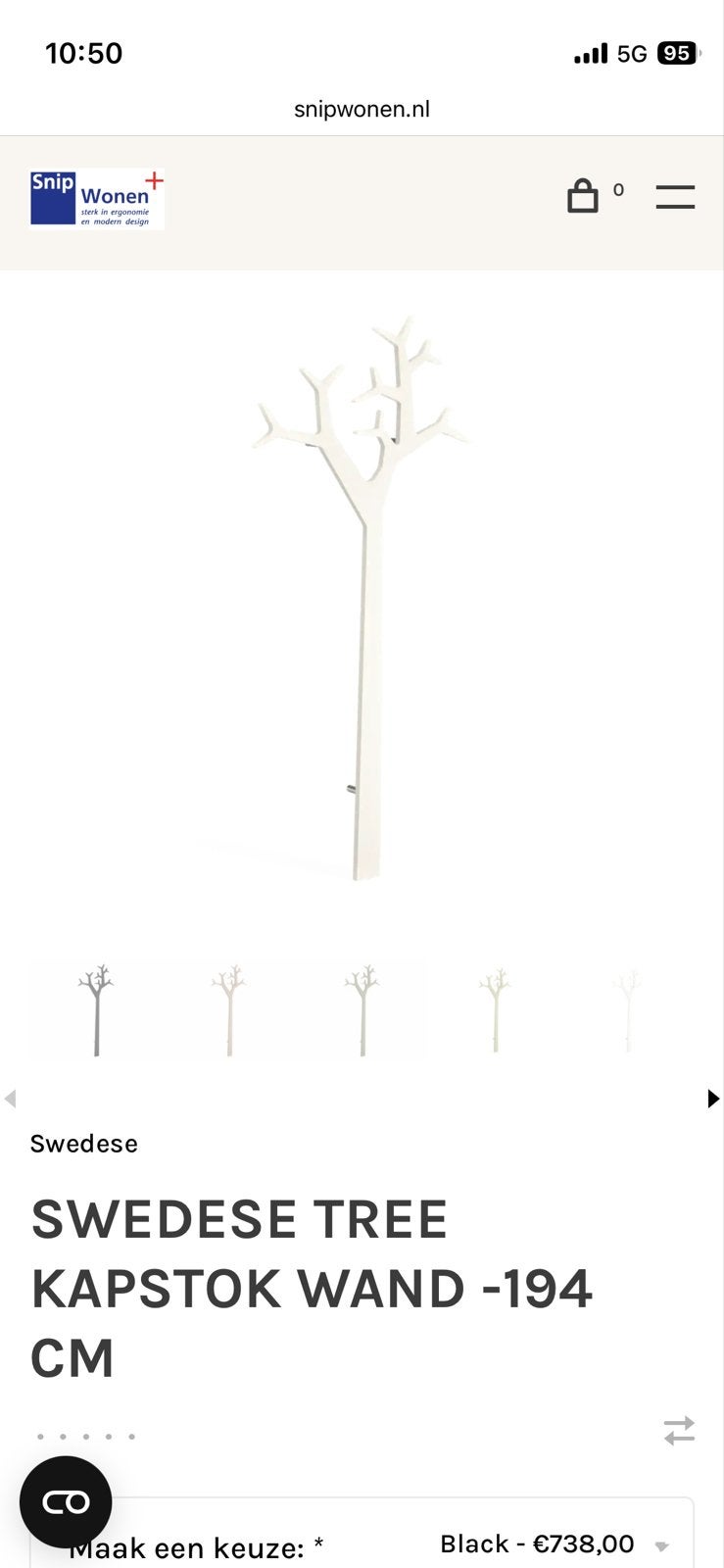 Swedese Tree Kapstok Wand - 194 cm, Overige materialen, Zo goed als nieuw, 150 tot 200 cm, Ophalen