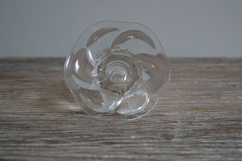 Antiek glazen kandelaartje; hoogte 4,5 cm; doorsnede 9,5 cm, Ophalen of Verzenden