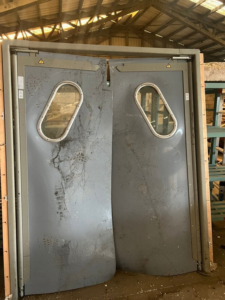 Industriële tochtdeur BXH=170cmx215cm., Ophalen, Gebruikt, Binnendeur, Glas
