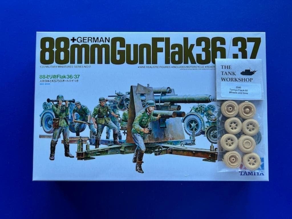 Tamiya Flak 88 w/ resin wheels set TWS 1/35, Italeri, Verzenden, 1:32 tot 1:50, Overige typen
