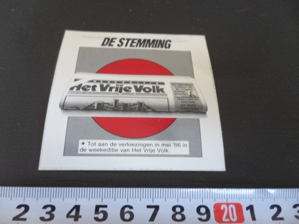 sticker krant het vrije volk tot verkiezingen 1986 stemming*, Ophalen of Verzenden, Zo goed als nieuw