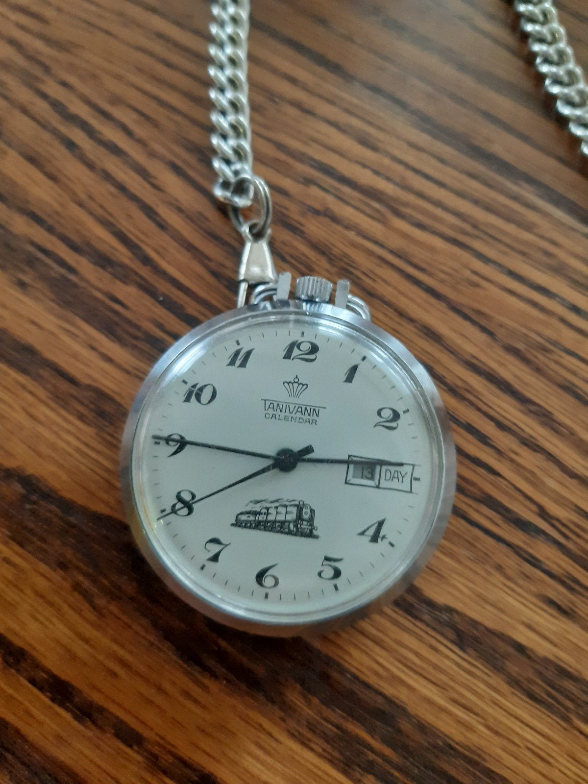 Zakhorloge  vintage Tanivann Calendar, Ophalen, Staal, Overige merken