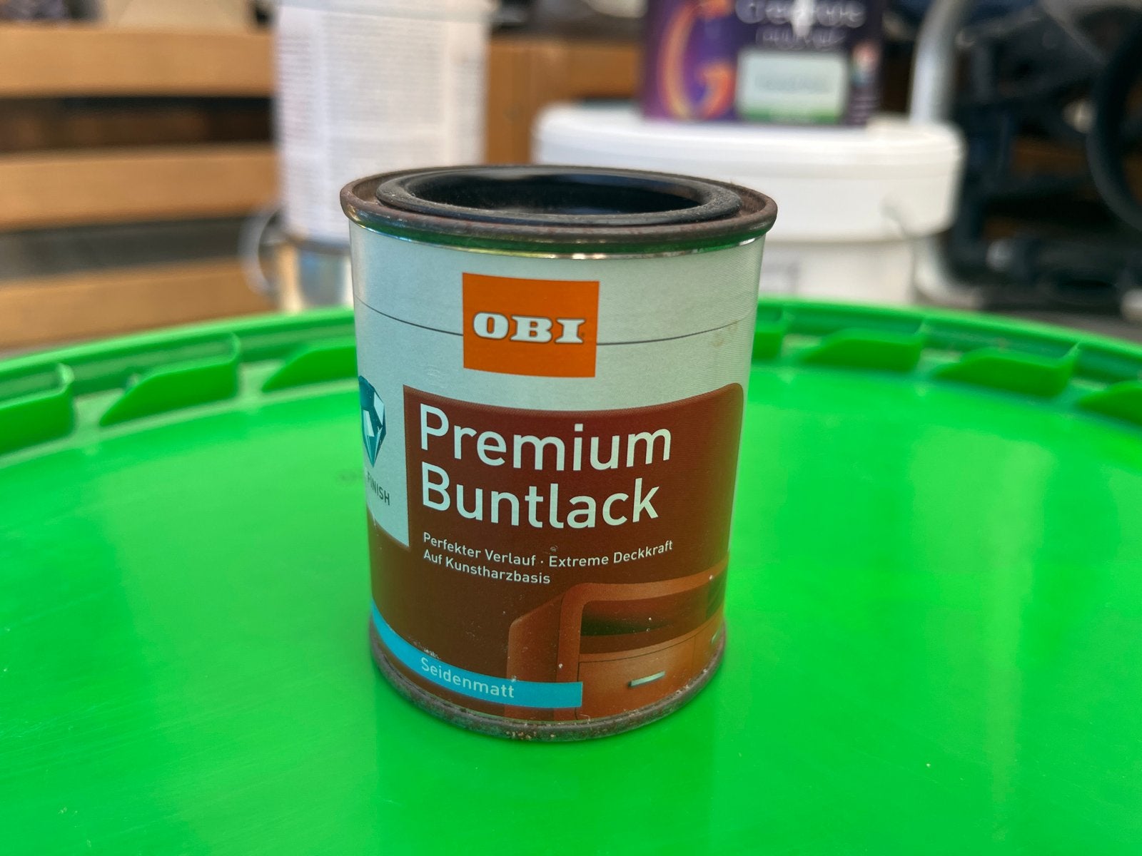OBI Premium Buntlack Seidenmatt RAL 9005 125 ml, Ophalen, Zwart, Nieuw, Lak