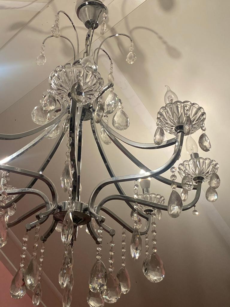 Glanzende kroonluchter met mooie kristallen, Ophalen, Zo goed als nieuw, Glas