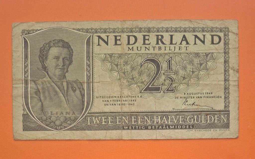 Muntbiljet 2,5 gulden 1949 Juliana, cat. PL17.a / 16-1b, Verzenden, 2½ gulden, Los biljet