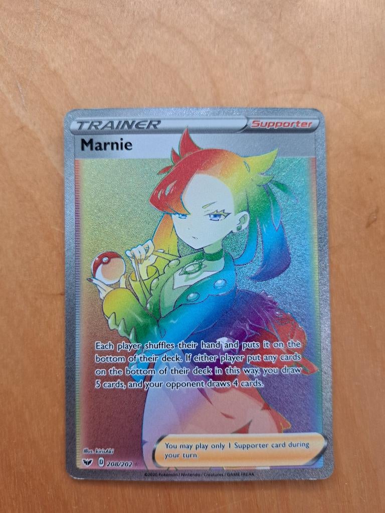Pokemon marnie, Ophalen of Verzenden, Zo goed als nieuw, Losse kaart, Foil