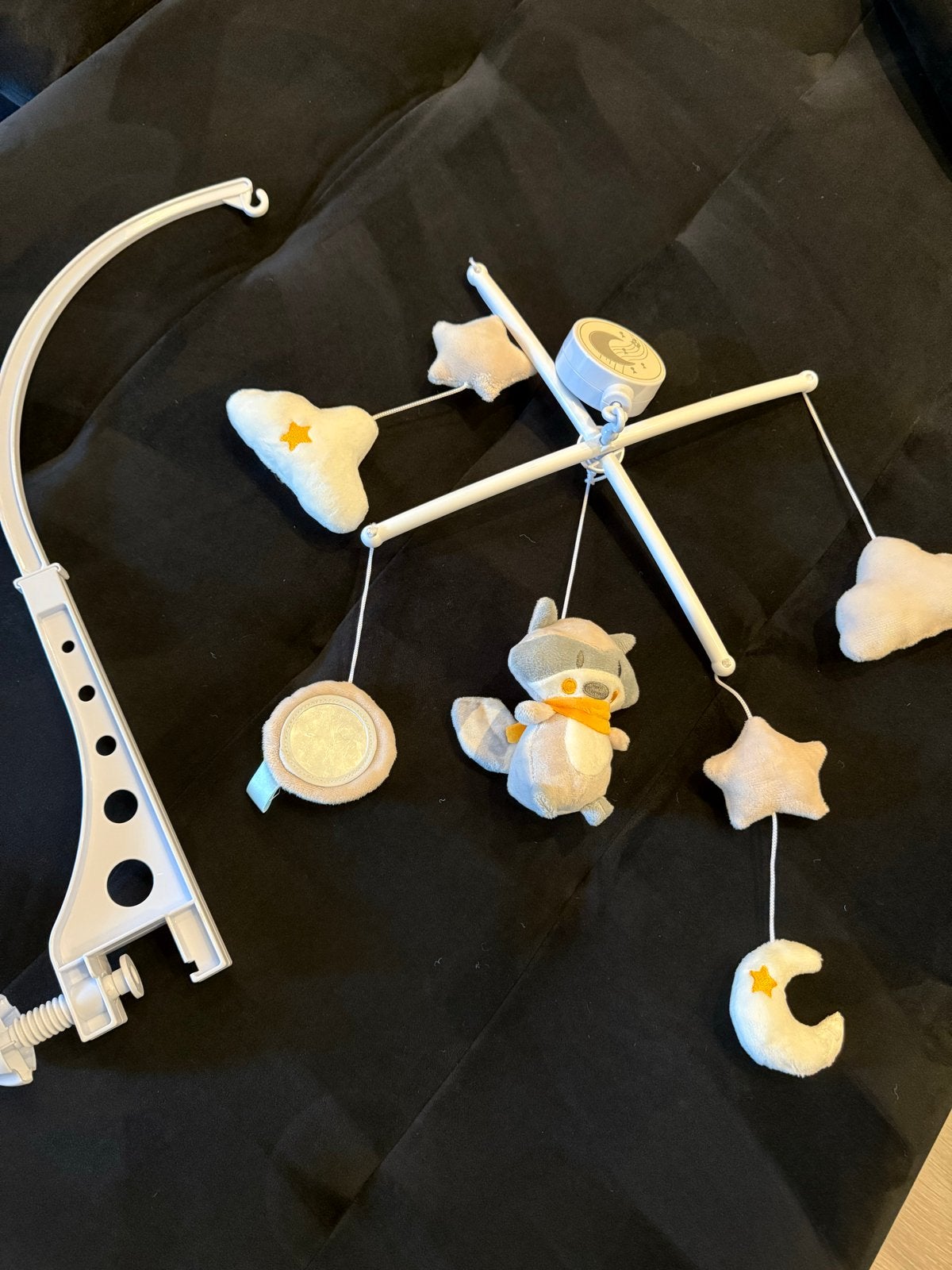 Muzikale Mobiel met Wasbeer en Sterren voor Babybedje, Ophalen, Zo goed als nieuw, Mobiel, Met geluid