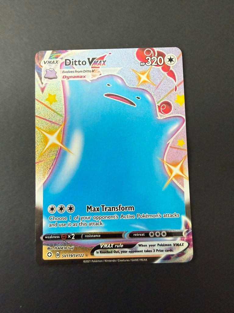 Shining Fates SV119/SV122 Ditto vmax, Hobby en Vrije tijd, Verzamelkaartspellen | Pokémon, Ophalen of Verzenden, Nieuw, Losse kaart
