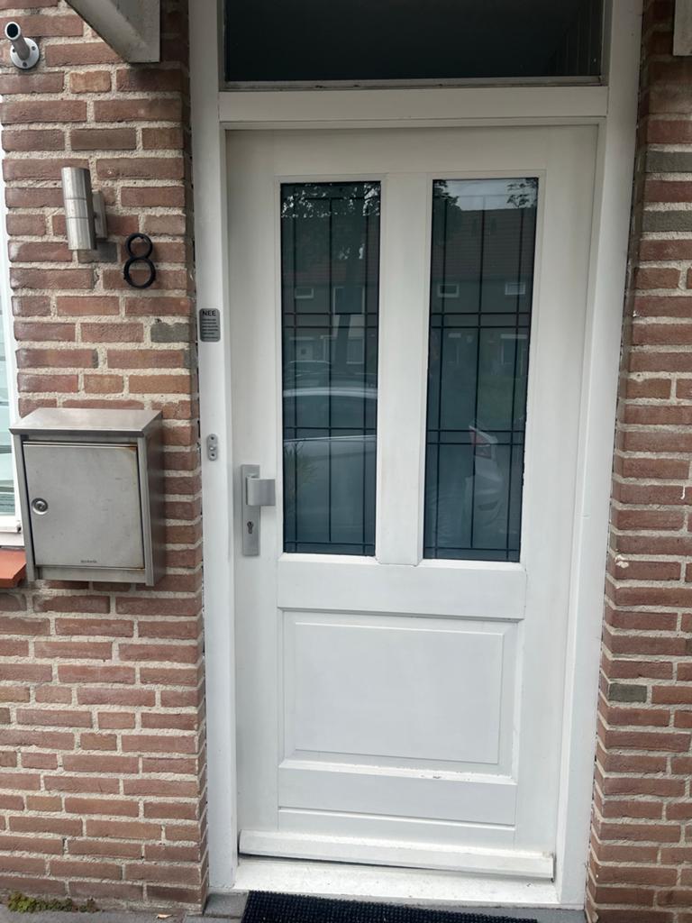 Witte Buitendeur met Glaspanelen - Zo goed als nieuw, 80 tot 100 cm, Minder dan 200 cm, Ophalen of Verzenden, Hout