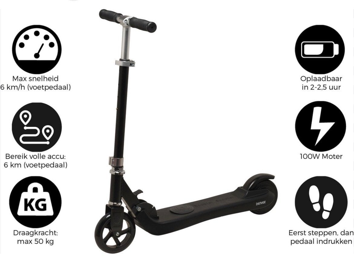 Denver Elektrische Step - Max 6 km/u, 100W Motor, Fietsen en Brommers, Ophalen of Verzenden, Gebruikt, Elektrische step (E-scooter)