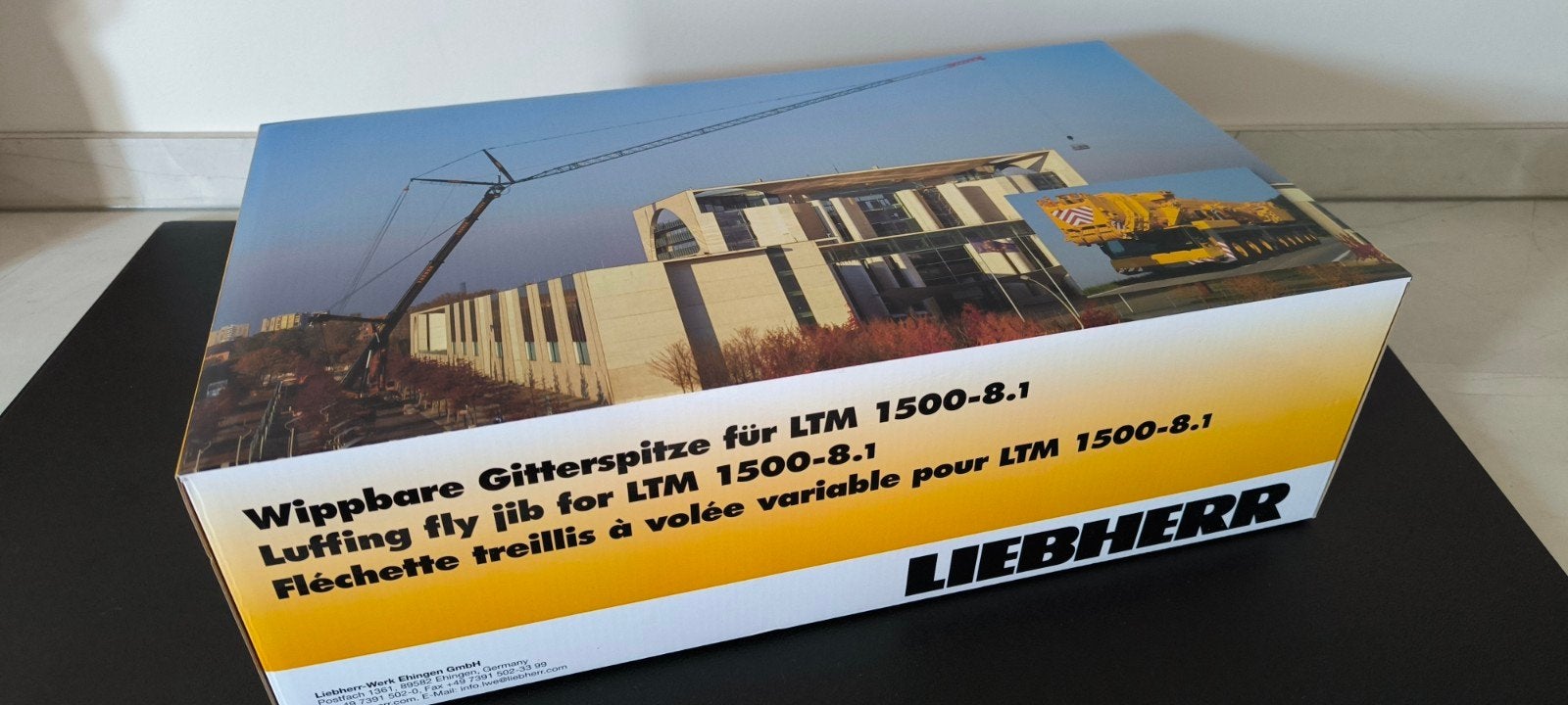 WSI models, Liebherr JIB Geel, Hobby en Vrije tijd, Modelauto's | 1:50, Ophalen of Verzenden, Zo goed als nieuw, Hijskraan, Tractor of Landbouw