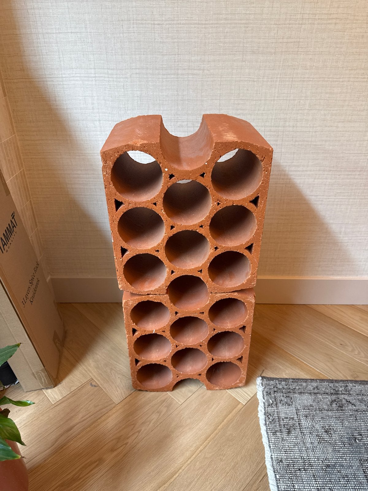 Terracotta wijnrek stapelbaar, Huis en Inrichting, Woonaccessoires | Wijnrekken, Ophalen, Gebruikt, 5 tot 15 flessen, Overige materialen