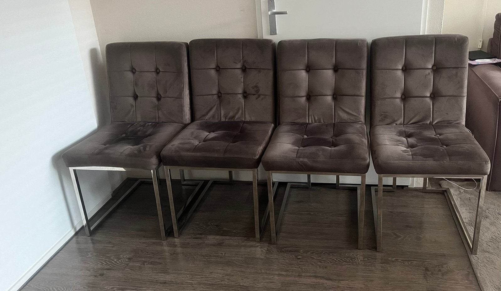 Mooie taupe eric kuster style stoelen 4 stuks, Ophalen, Overige kleuren, Zo goed als nieuw, Vier