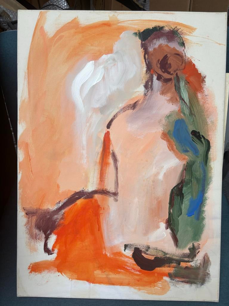 Schilderij Kiek Bangert en aquarellen polderlandschap, Ophalen of Verzenden