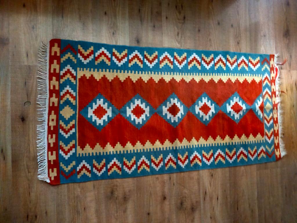 Vintage Kelim Vloerkleed - Authentiek en Kleurrijk, Huis en Inrichting, Gebruikt, Blauw, Rechthoekig, Vintage, Kelim, Bohemien