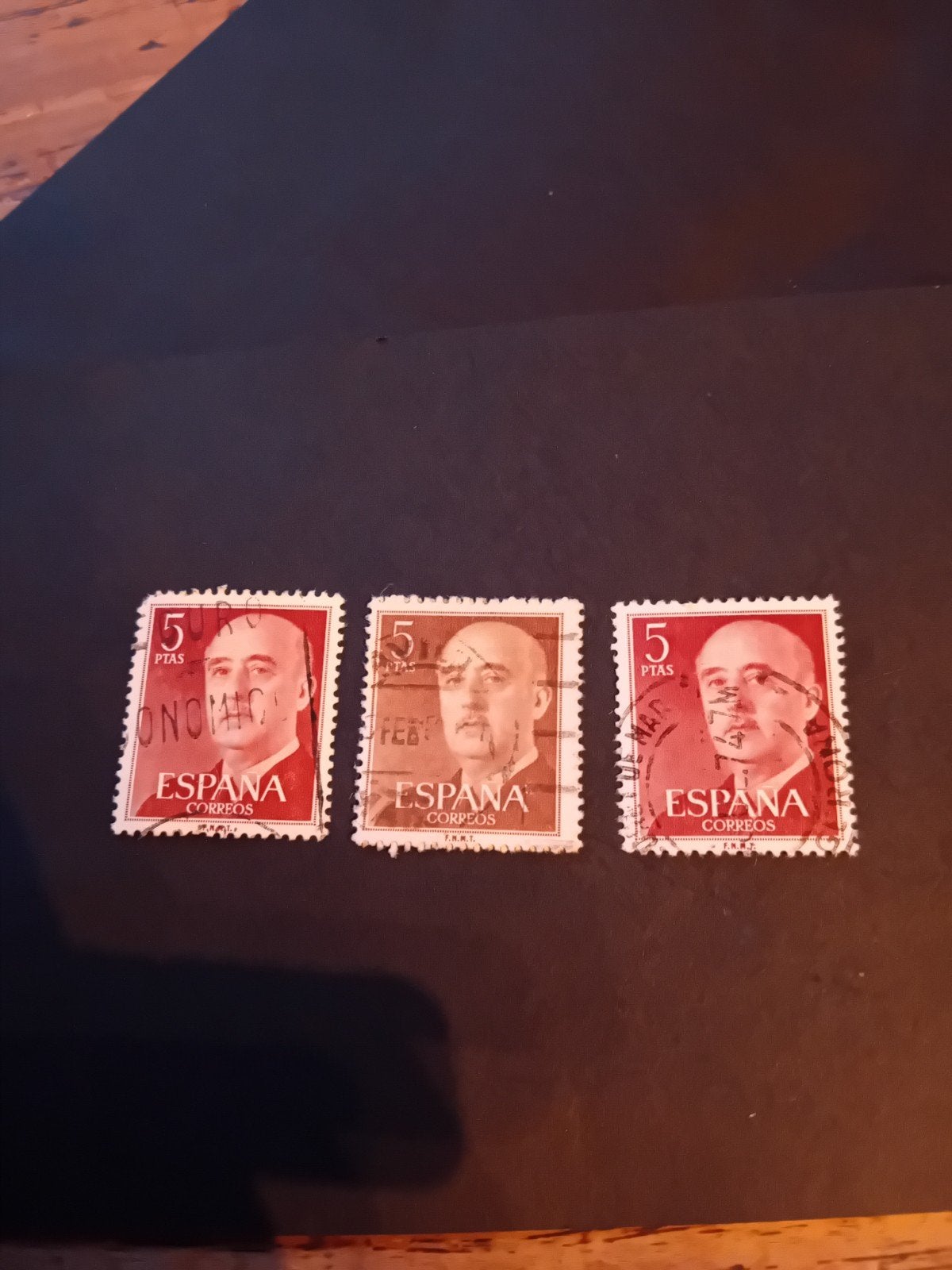 Set van 3 Spaanse postzegels - Franco 5 PTAS, Ophalen of Verzenden, Gestempeld