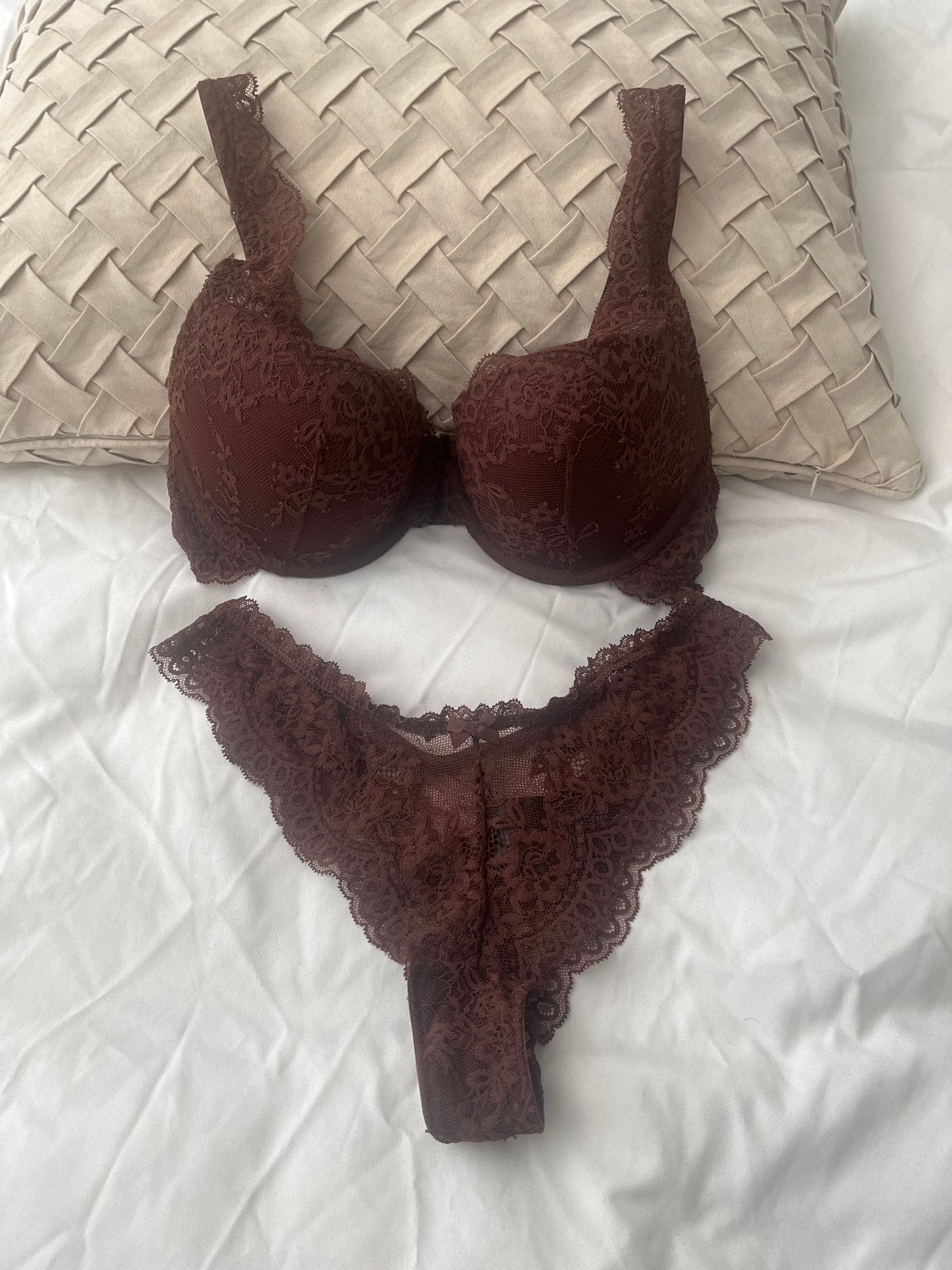 Voorgevormde bh set broekje S bh maat 80C H&M, Ophalen of Verzenden, Bruin, Setje