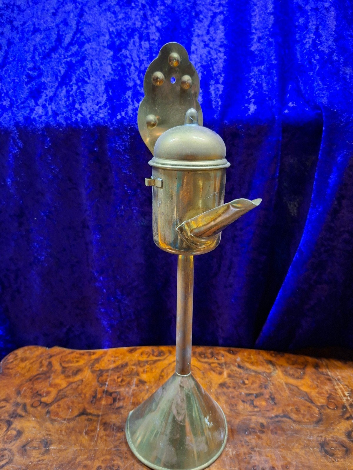Antieke 19e-eeuwse koperen snotneus olielamp (35 cm), Ophalen of Verzenden