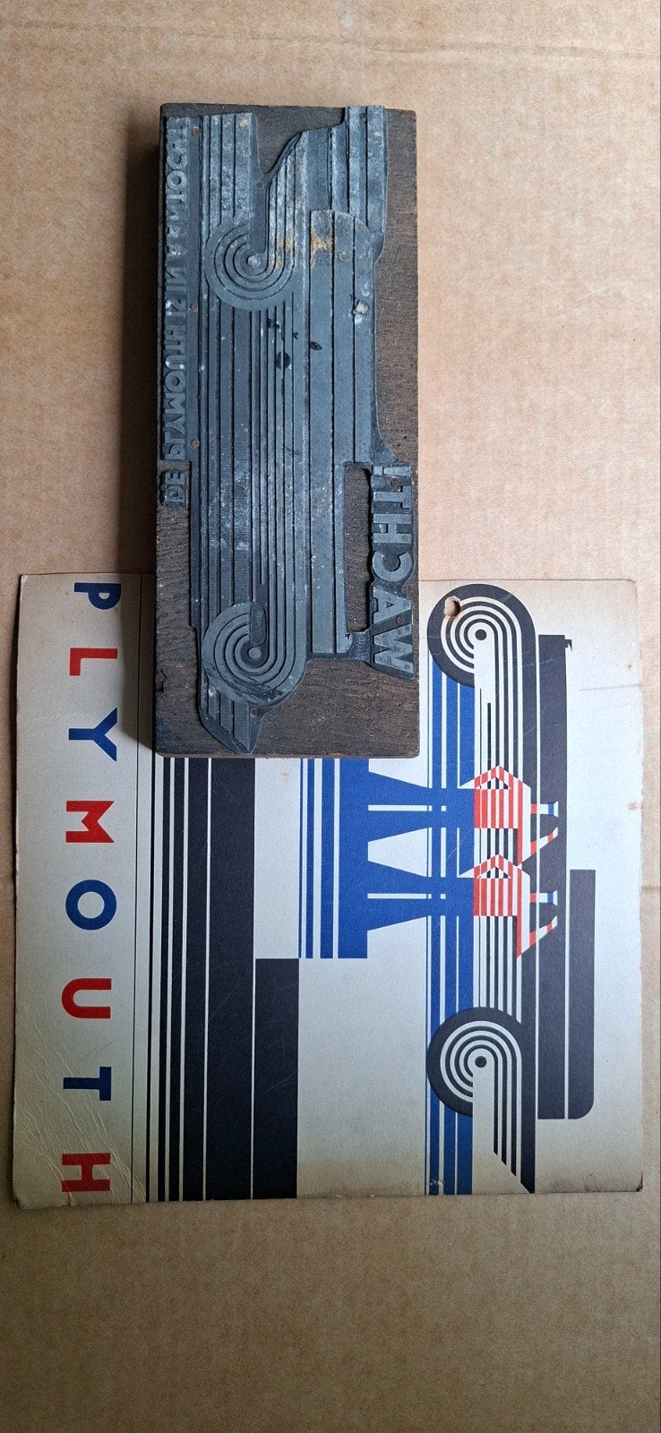 Vintage ca.1935 Plymouth Auto Drukplaat met Folder - Zeldzaa, Verzenden, Gebruikt, Auto's