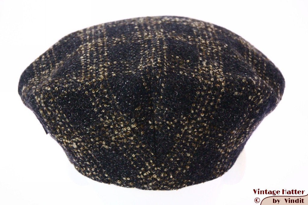 Platte pet Borsalino Ferla bruinig grijs geruit wol 55 nieuw, 55 cm (S, 6⅞ inch) of minder, Nieuw, Ophalen of Verzenden, Pet
