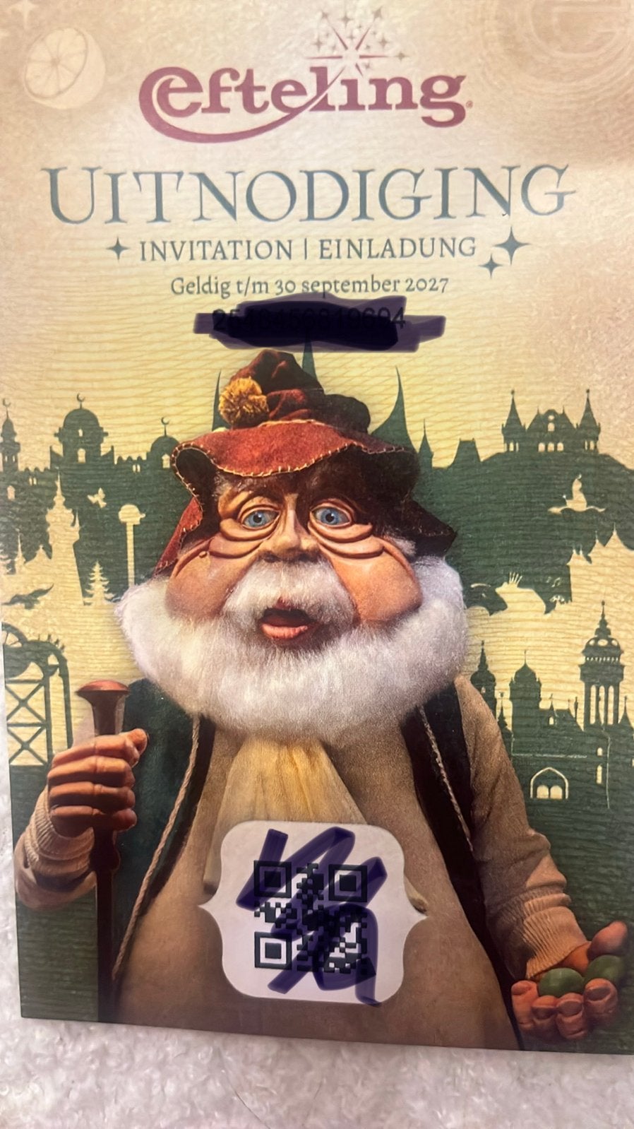 Ik heb nog 1 Efteling kaartje over. €37,50, Tickets en Kaartjes, Eén persoon, Ticket of Toegangskaart