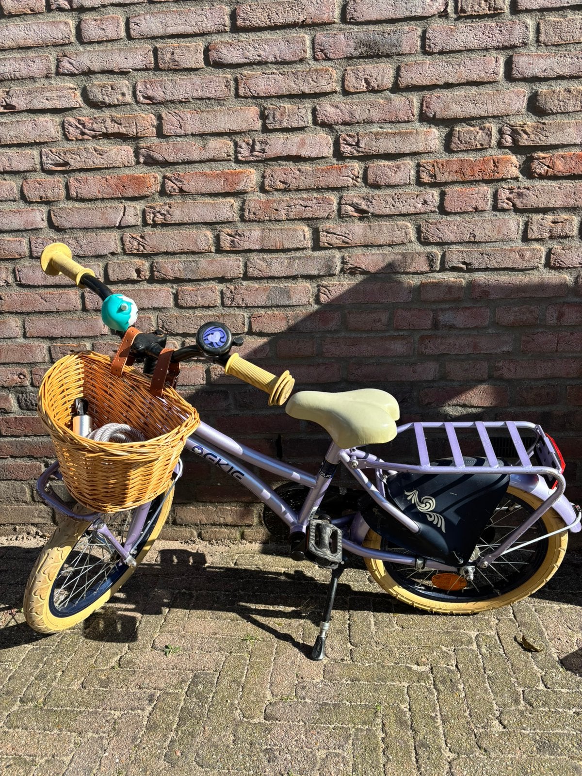 Kinderfiets 16 inch Loekie paars / lila mand, Ophalen, Terugtraprem, Zijwieltjes, 16 tot 20 inch