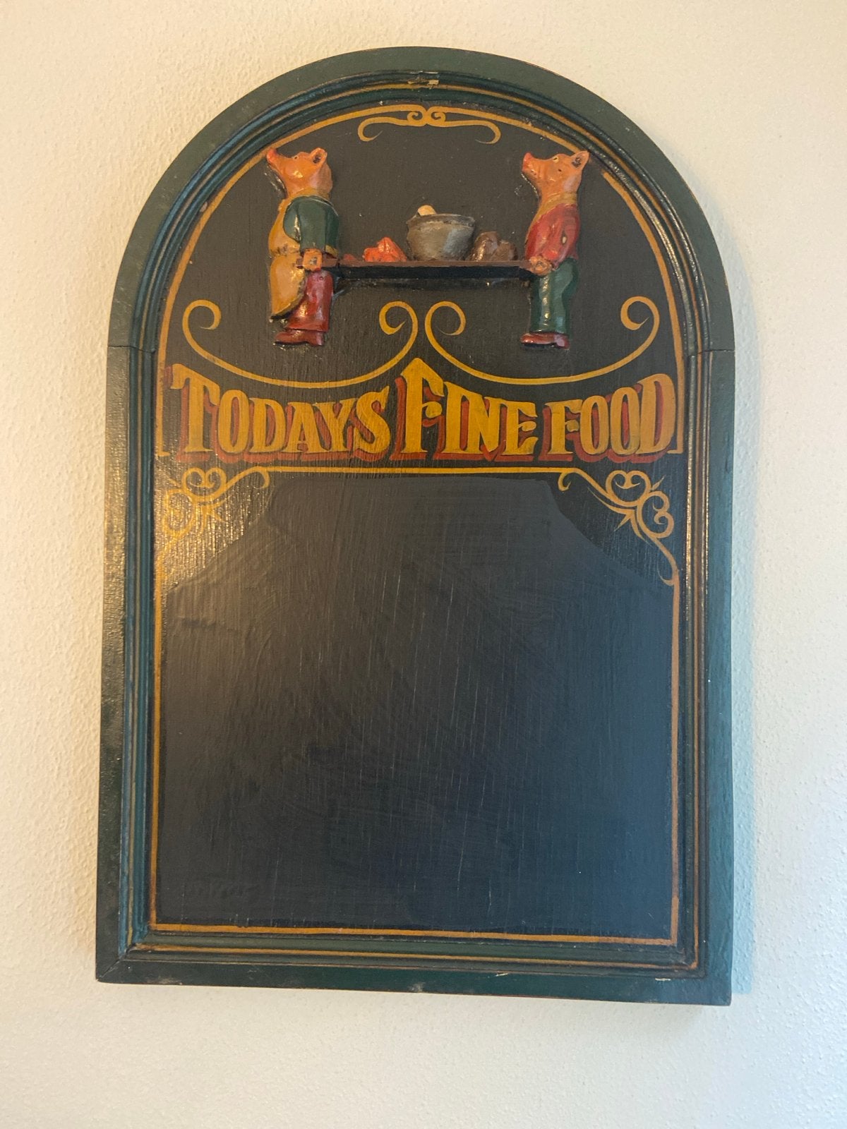 Houten reclamebord 'Today's Fine Food' met krijtbord, Ophalen