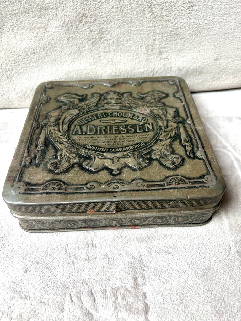 Antieke A. Driessen Dessert Chocolade Blikken Doos, Ophalen of Verzenden