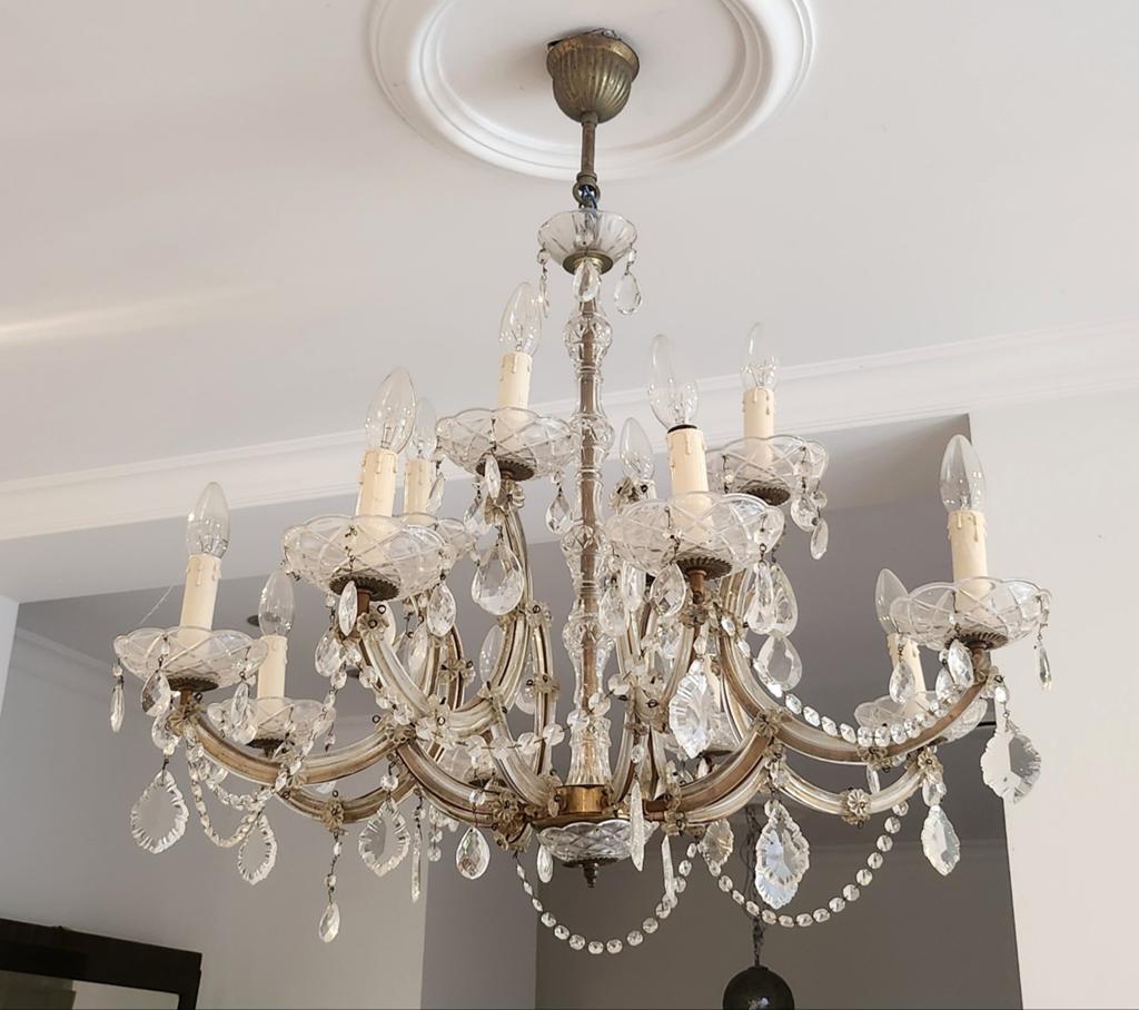 Antieke Kroonluchter, Huis en Inrichting, Ophalen, Gebruikt, Glas, Klassiek, Antiek, Barok