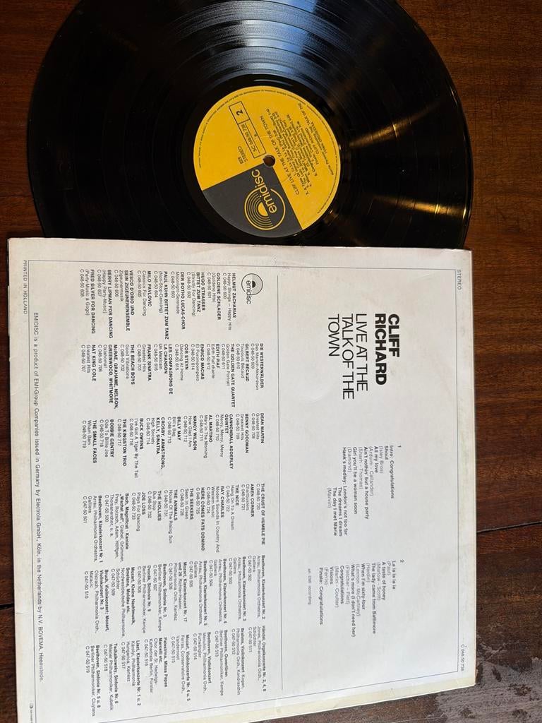 Cliff Richard - Live At The Talk Of The Town LP (1968), Ophalen of Verzenden, 1960 - 1969, Zo goed als nieuw, 12 inch