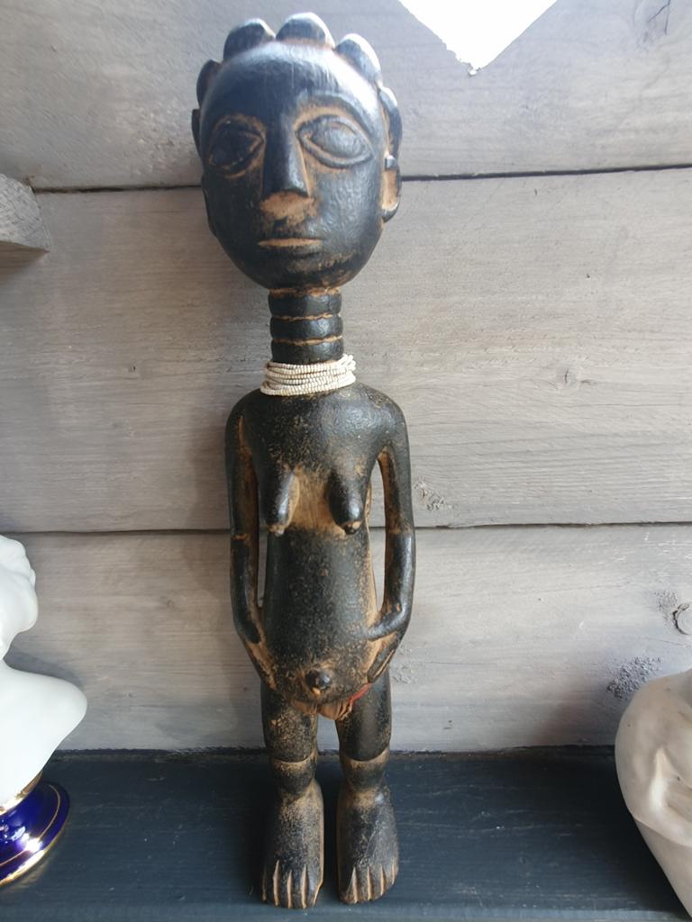 Vintage Afrikaans houten beeld - Vruchtbaarheidsbeeld, Ophalen of Verzenden